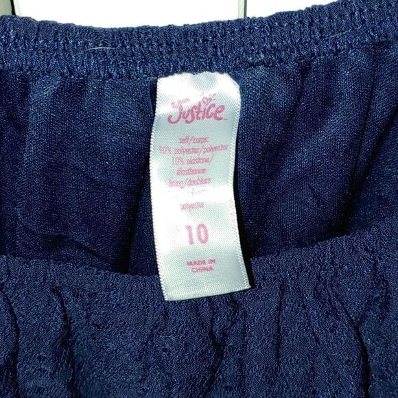 Justice Girls  eyelet hankerchief navy dress SZ 10 - Picture 4 of 7